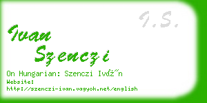 ivan szenczi business card